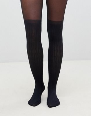 ASOS DESIGN recycled cable over the knee tights with control top | ASOS