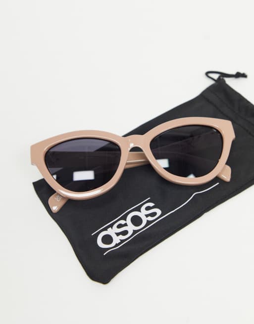 ASOS DESIGN recycled cat eye sunglasses in beige, 4 of 4