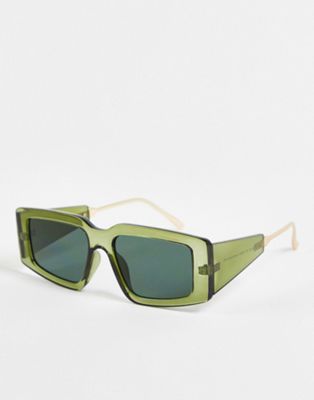 ASOS DESIGN recycled cat eye sunglasses in crystal green frame  | ASOS
