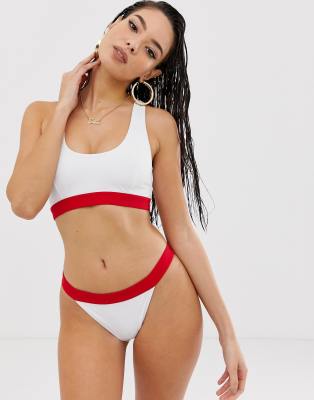 asos design recycled high leg elastic waist swimsuit