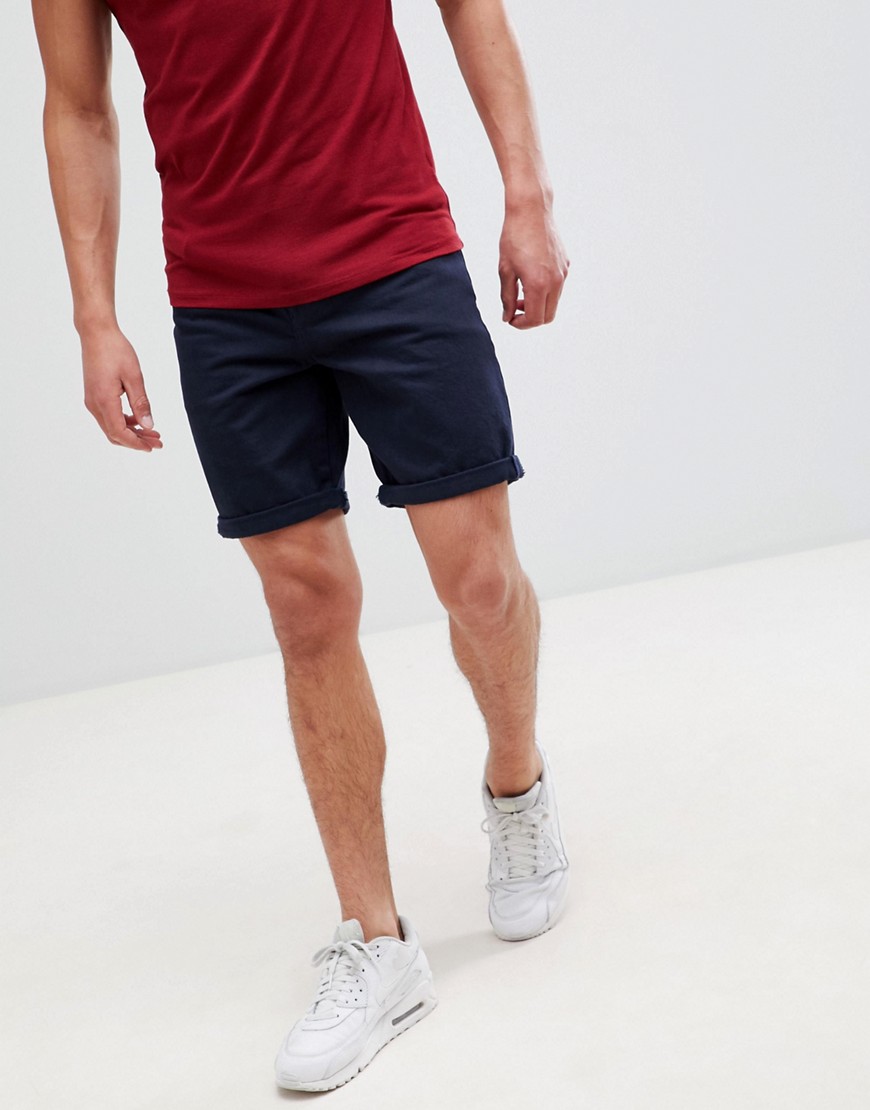 ASOS DESIGN Recycled Denim Shorts In Slim Navy