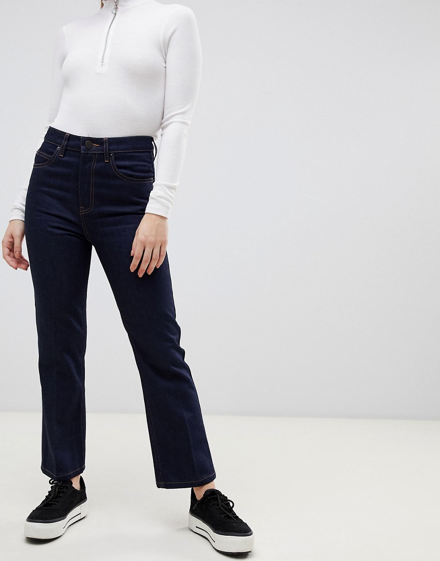 ASOS DESIGN Recycled Egerton rigid cropped flare jeans in indigo-Blue