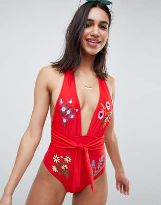 asos red swimsuit