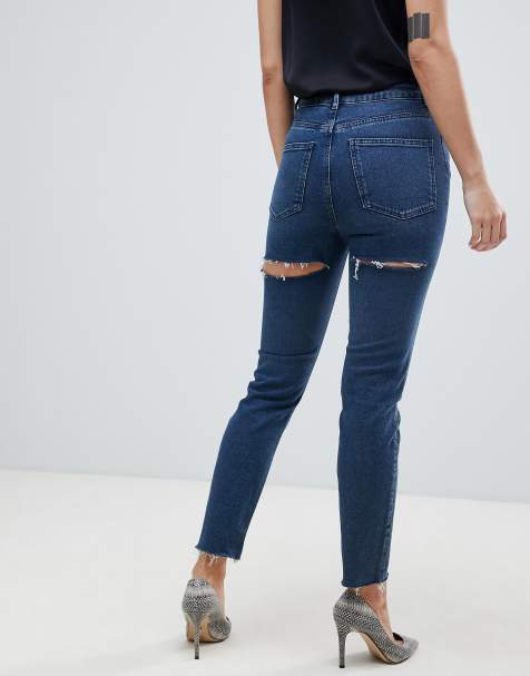 High waist boyfriend jeans damen v neck