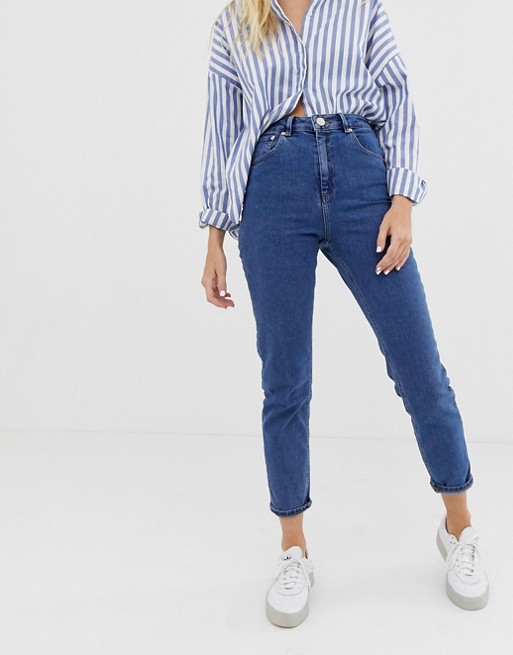 ASOS DESIGN Recycled Farleigh high waisted slim mom jeans in mid wash ...