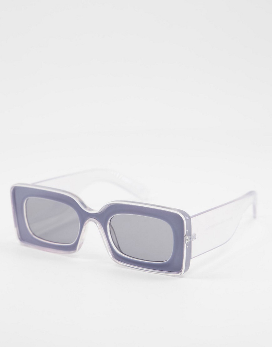 ASOS DESIGN recycled frame bevel tramline detail square sunglasses-Multi