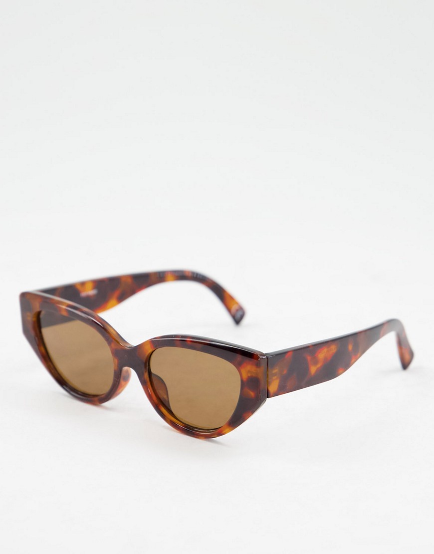 ASOS DESIGN recycled frame cat eye sunglasses with bevel detail in brown tort