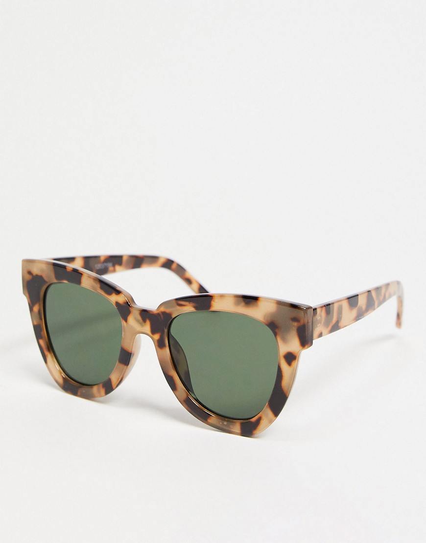ASOS DESIGN recycled frame chunky flare cat eye sunglasses in milky tort with G15 lens-Brown