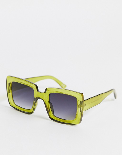 ASOS DESIGN recycled frame chunky oversized 70s square sunglasses in green