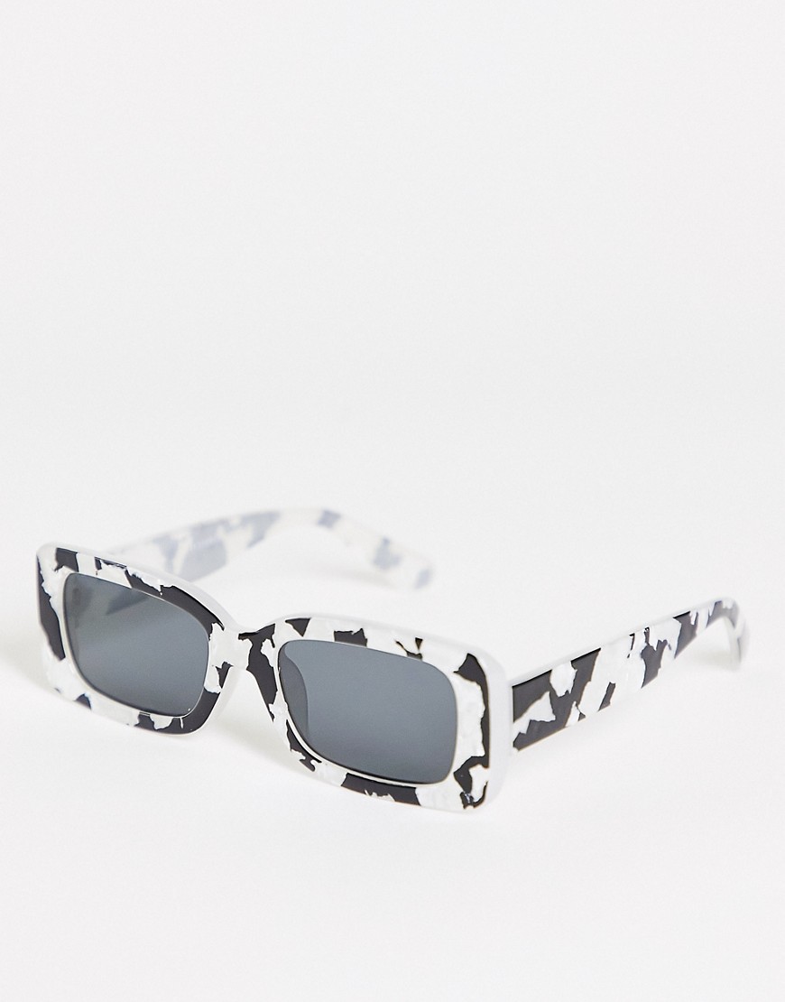 ASOS DESIGN recycled frame mid square sunglasses in monochrome transfer print-Multi