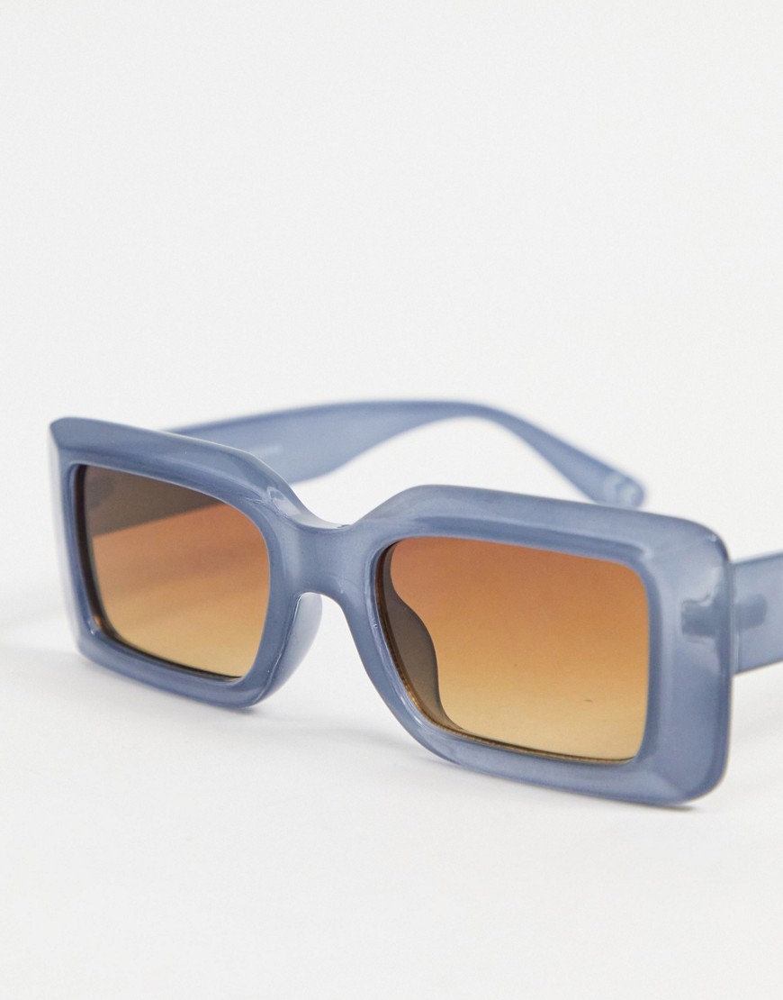 ASOS DESIGN recycled frame mid square sunglasses with bevel in blue
