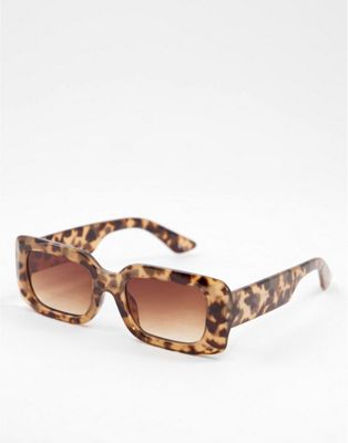 ASOS DESIGN frame mid square sunglasses with corner bevel in milky tort   - BROWN