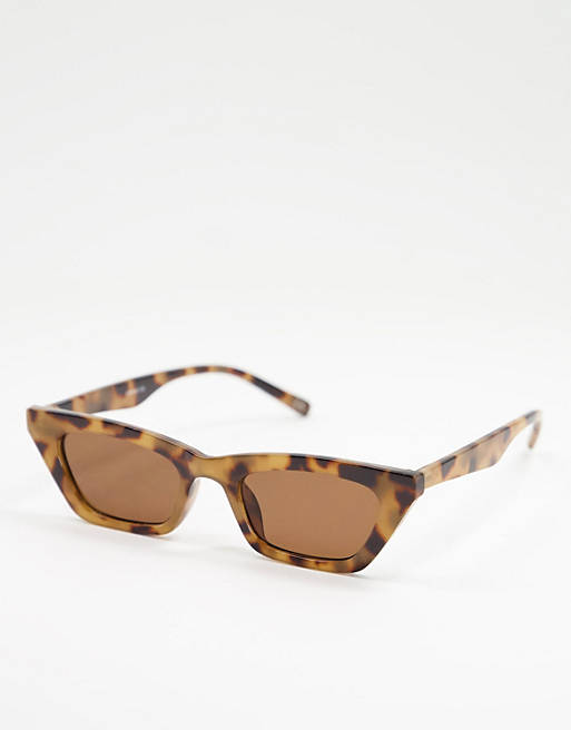 ASOS DESIGN recycled frame square cat eye sunglasses in milky tort 