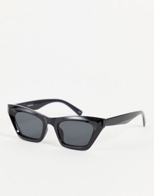 ASOS DESIGN square cat eye sunglasses with bevel in black