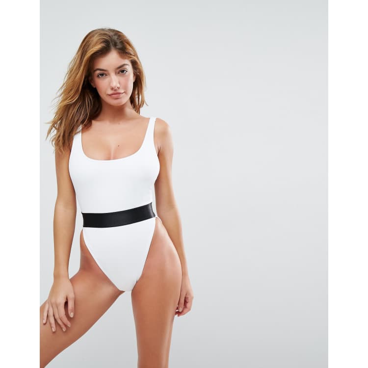 ASOS DESIGN recycled High Leg Elastic Waist Swimsuit ASOS