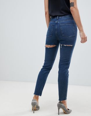 high waisted ripped bum jeans