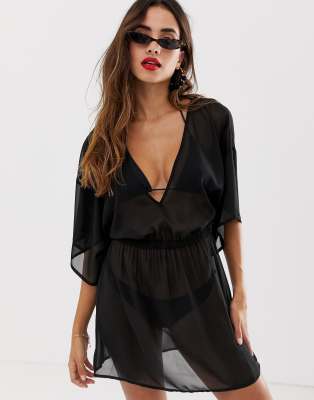 asos black beach cover up