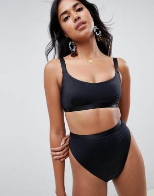 asos design recycled high leg elastic waist swimsuit
