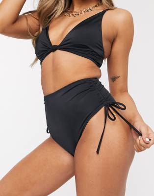 black bikini bottoms ruched