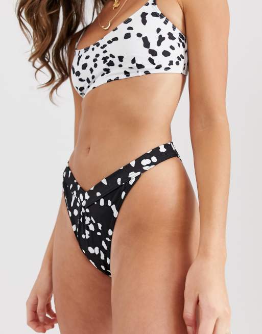 ASOS DESIGN Maya mix and match v high leg hipster bikini bottom in black