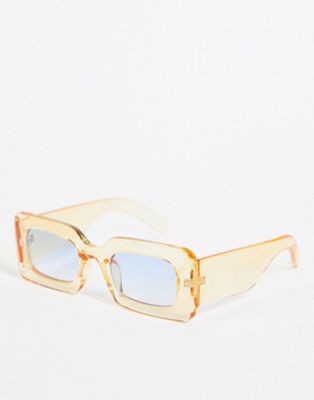 ASOS DESIGN oversized fashion glasses with blue gradient lens in clear orange - CORAL