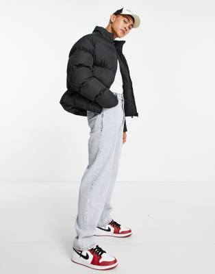 asos black puffer jacket mens