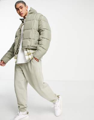 sage green puffer