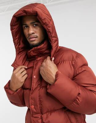 asos red puffer coat