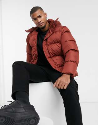 hoodless puffer jacket