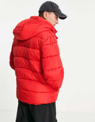 asos red puffer coat