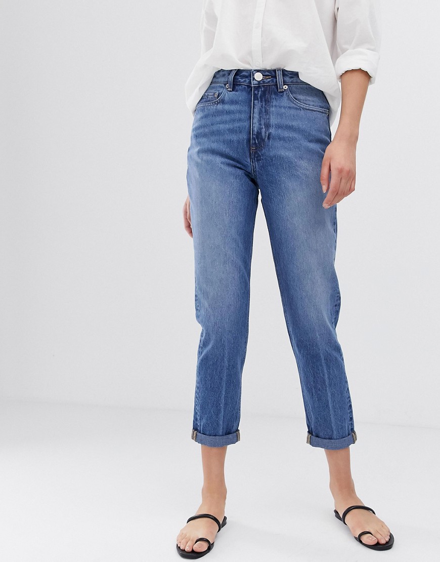 ASOS DESIGN - Recycled - Ritson - Stevige mom jeans in vintage mid wash-Blauw