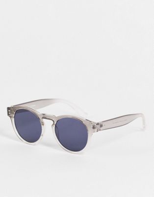 ASOS DESIGN round sunglasses with smoke lens in grey - GREY