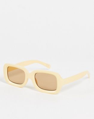 ASOS DESIGN recycled square sunglasses in yellow with tonal lens | ASOS