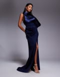 [ASOS DESIGN] ASOS DESIGN red carpet maxi dress with high hip detailing in navy 16 navy