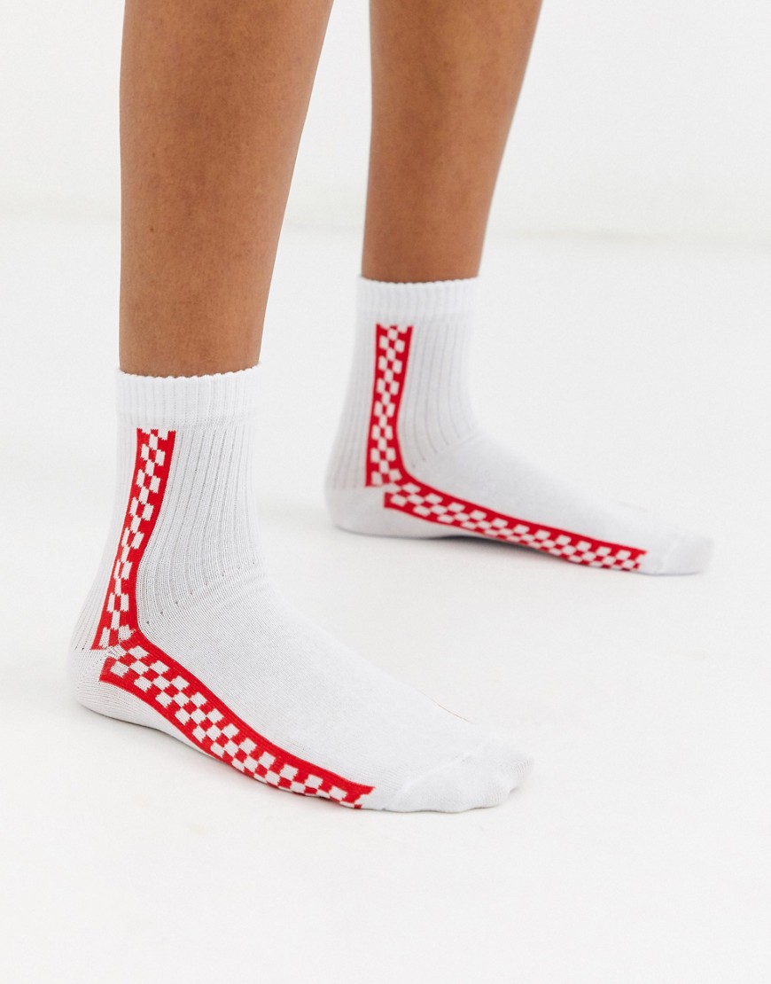 ASOS DESIGN red chequerboard stripe sock