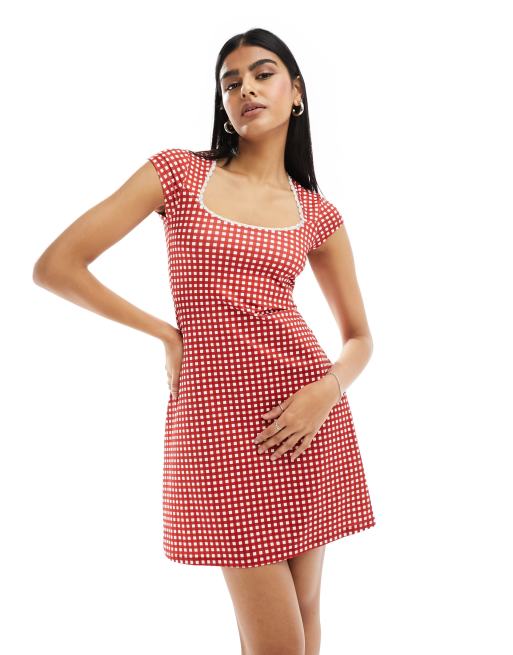 Gingham Picnic Cami Dress (Red)