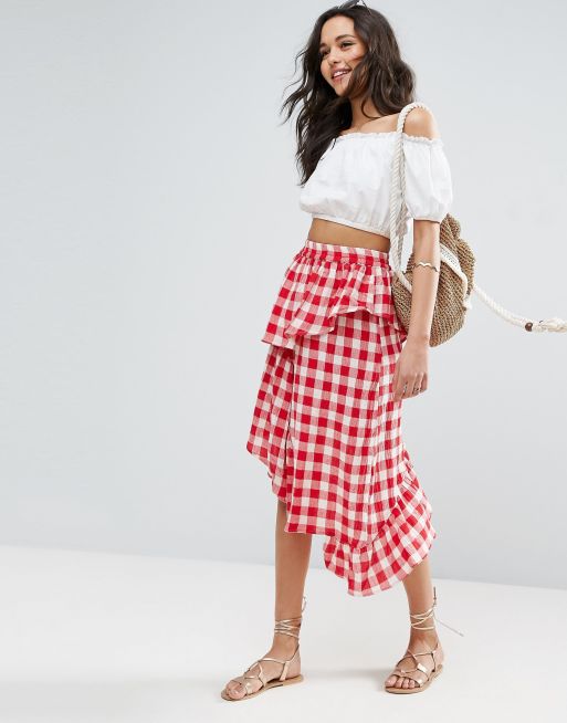 Gingham shop skirt asos