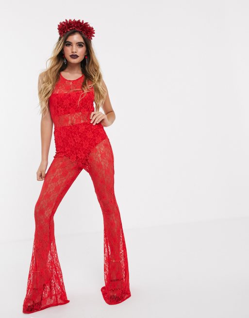 Lace bell store bottom jumpsuit