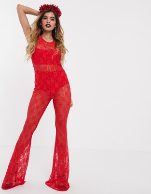 red lace jumpsuit