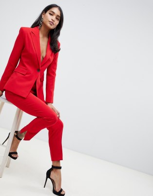 red pants suit for ladies