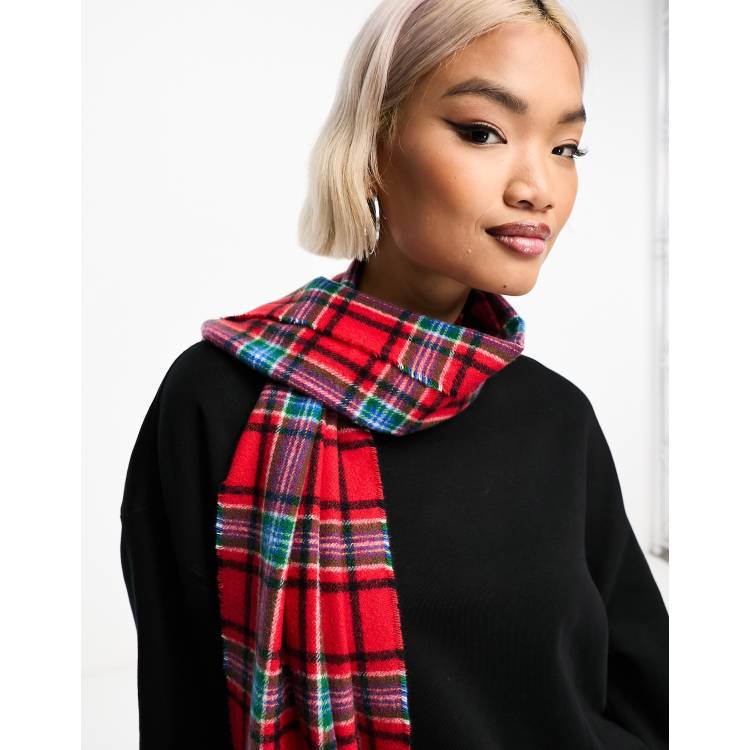 ASOS DESIGN red tartan woven check scarf ASOS