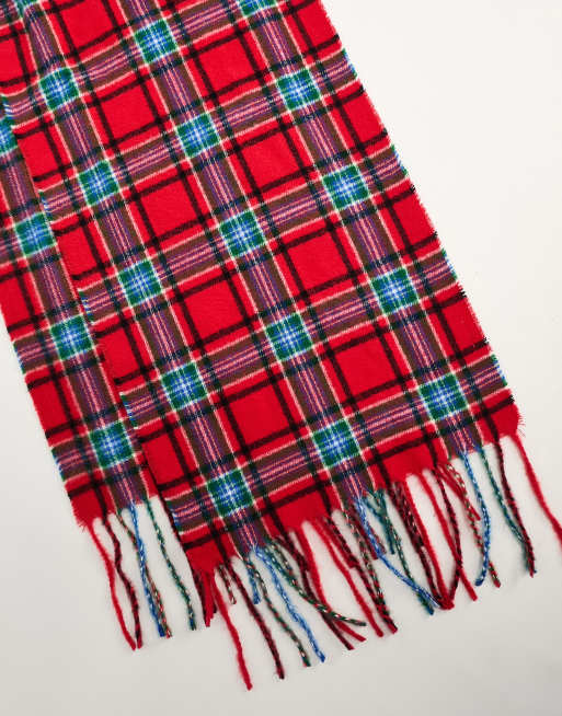 Red store check scarf