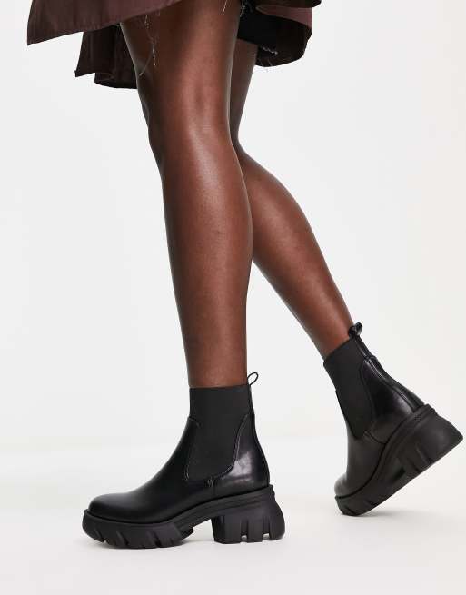 ASOS DESIGN Alliance chunky zip-front boots in black