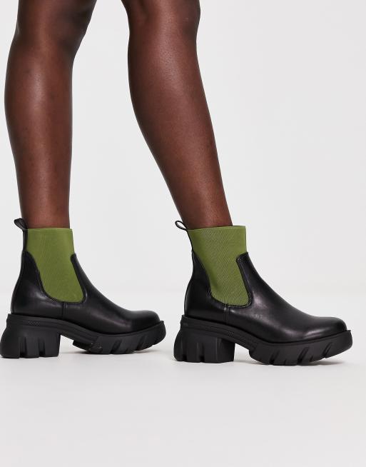 ASOS DESIGN – Reed – Sztyblety w kolorze czarnym i khaki na grubej podeszwie