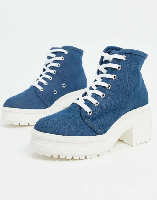 Blue canvas lace outlet up boots