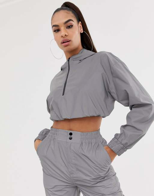 Grey hot sale cropped tracksuit