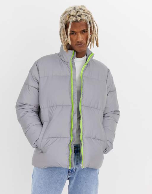 ASOS DESIGN puffer jacket in silver