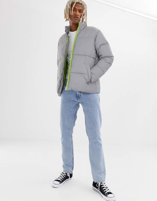 ASOS Plus Reflective Puffer Jacket in Metallic for Men