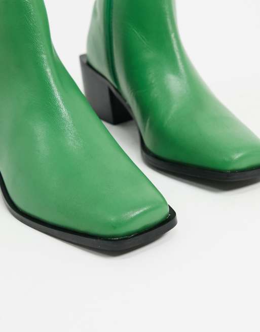 Green on sale leather booties