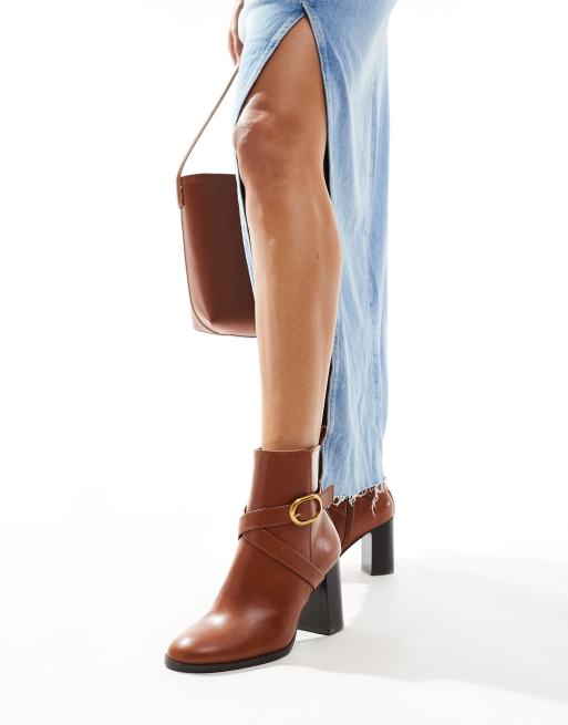 ASOS DESIGN - Regan - Bottines avec boucle et talon mi-haut - Fauve, 3 de 4